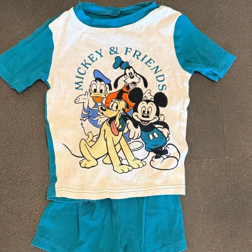 Disney Mickey & Friends Pajama Set - Teal and White bundle of two size 6